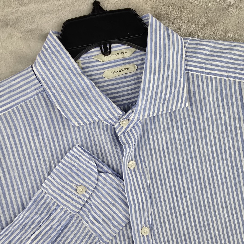 Suitsupply Light Blue and White Pinstripe Shirt
